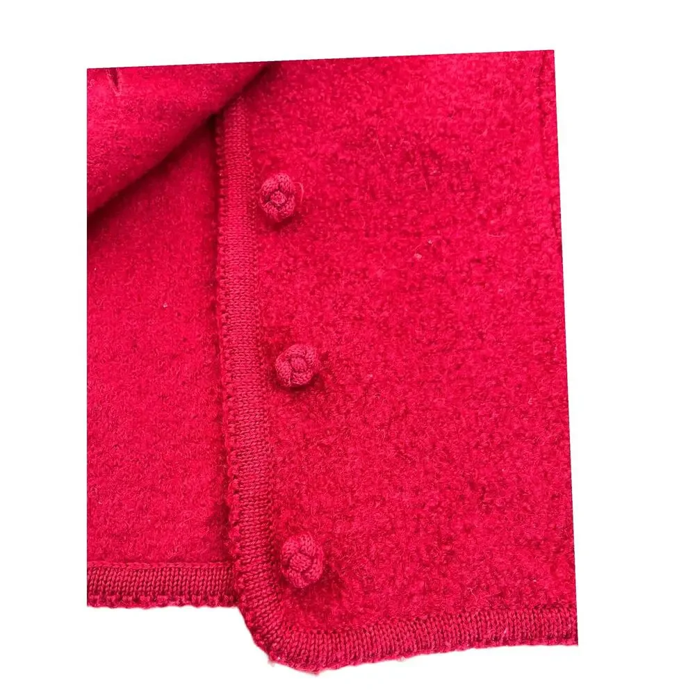 Vtg. Lands End Bouclé Jacket Wool Sweater Cardigan | Sz 10, Red Vintage - Picture 4 of 8